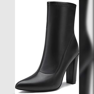 Women's Fashion Ankle Boots Comfy Pointed Toe Chunky High Heels Sexy Side Zipper